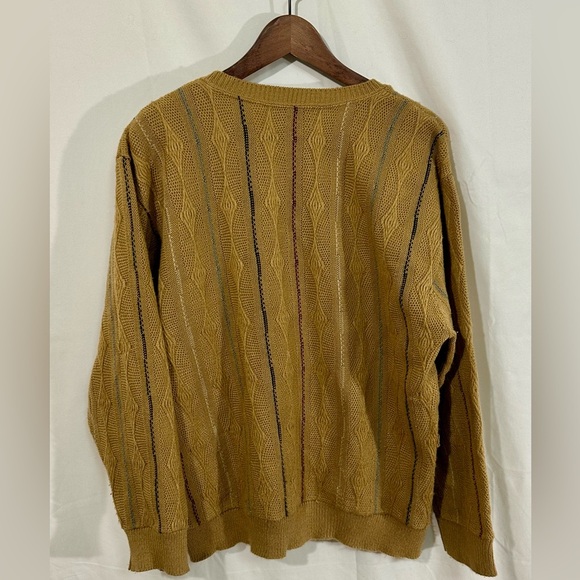 Vintage Haband Sweater | Made in USA | XL | Mustard Gold Knit V-Neck Pullover - Picture 2 of 4